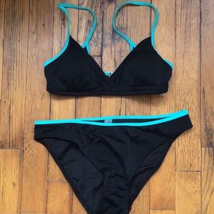 Victoria’s Secret bikini, blue trim athletic style
